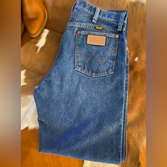 Men’s Western WRANGLER Cowboy Jeans 34/36 Medium Wash Blue DENIM JEANS HDuty - Picture 8 of 11